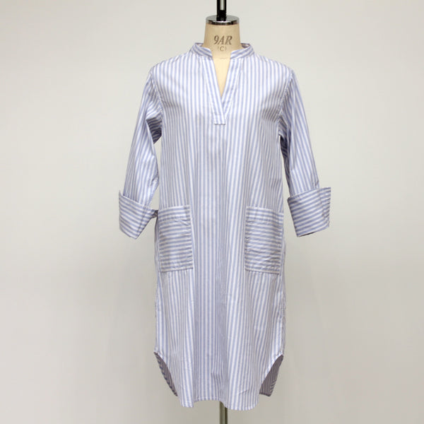 No.W014 BLUE STRIPE LONG SLEEVE SHIRT DRESS