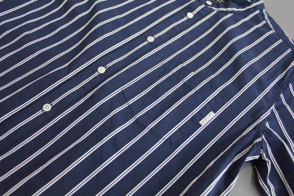 No.205 NAVY STRIPE BAND COLLAR SHORT SLEEVE SHIRT