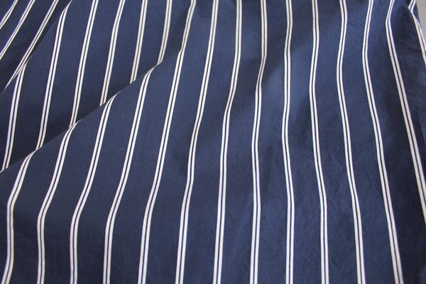 No.205 NAVY STRIPE BAND COLLAR SHORT SLEEVE SHIRT