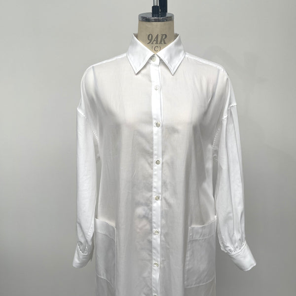 No.W018 WHITE COTTON SHIRT DRESS