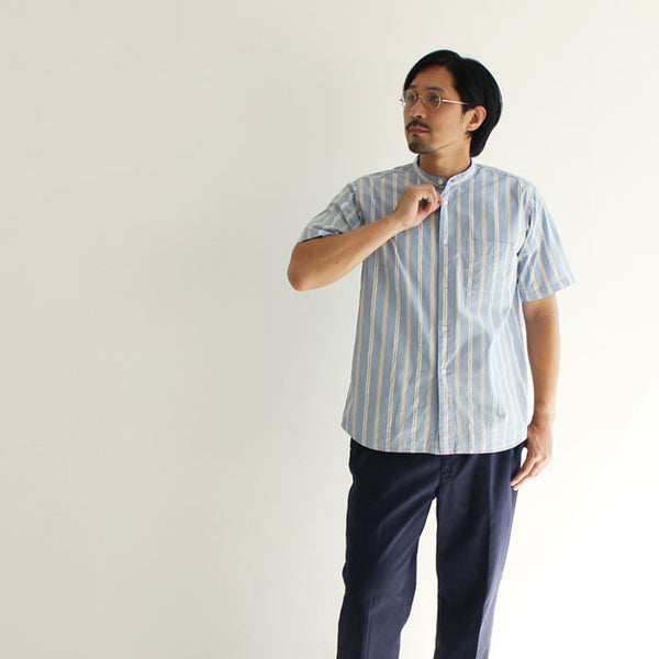 No.063-064 IVY STRIPE BAND COLLAR SHORT SLEEVE SHIRT