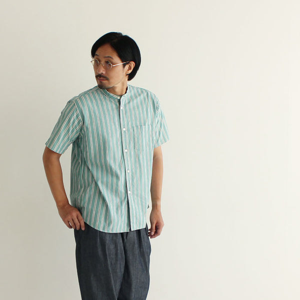 No.063-064 IVY STRIPE BAND COLLAR SHORT SLEEVE SHIRT