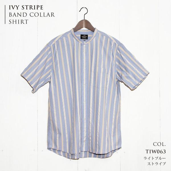 No.063-064 IVY STRIPE BAND COLLAR SHORT SLEEVE SHIRT